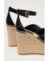 Tory Burch Кожени сандали в черно със скосена платформа - Pepit.bg