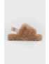 Ugg Детски вълнени пантофи Fluff Yeah Slide в кафяво - Pepit.bg