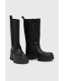 Ugg Кожени ботуши W Ashton High Chelsea дамски в черно с равна подметка - Pepit.bg