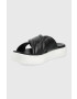 Ugg Кожени чехли Zayne Crossband дамски в черно с платформа - Pepit.bg