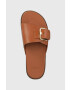 Ugg Кожени чехли Solivan Slide дамски в кафяво - Pepit.bg