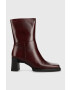 Vagabond Shoemakers Кожени боти Edwina в бордо с висок ток - Pepit.bg