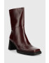 Vagabond Shoemakers Кожени боти Edwina в бордо с висок ток - Pepit.bg