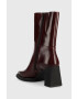 Vagabond Shoemakers Кожени боти Edwina в бордо с висок ток - Pepit.bg