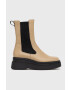 Vagabond Shoemakers Кожени боти челси Carla дамски в бежово с платформа - Pepit.bg