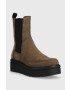 Vagabond Shoemakers Велурени боти челси Tara в зелено с платформа - Pepit.bg