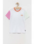 Vans Детска памучна тениска COLORBLOCK CREW WHITE MULTI в бяло с десен - Pepit.bg