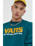 Vans Памучна блуза с дълги ръкави в зелено с принт - Pepit.bg
