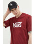 Vans Памучна тениска в бордо с принт - Pepit.bg
