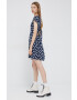Vero Moda Рокля с лен в тъмносиньо къс модел разкроен модел - Pepit.bg