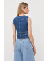 Weekend Max Mara Дънков елек x Lily Aldridge в тъмносиньо с едно копче - Pepit.bg
