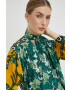 Weekend Max Mara Копринена рокля в зелено къса разкроен модел - Pepit.bg