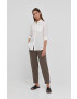 Weekend Max Mara Ленена риза в синьо със стандартна кройка с класическа яка - Pepit.bg