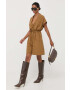 Weekend Max Mara Памучен гащеризон в бежово от памук с яка - Pepit.bg