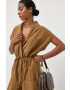 Weekend Max Mara Памучен гащеризон в бежово от памук с яка - Pepit.bg