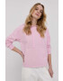 Weekend Max Mara Памучен суичър дамска в розово с изчистен дизайн - Pepit.bg