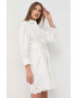 Weekend Max Mara Рокля с лен в бяло къса със стандартна кройка - Pepit.bg
