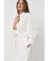 Weekend Max Mara Рокля с лен в бяло къса със стандартна кройка - Pepit.bg