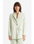 Wood Wood Сако с лен Madeleine Mini Stripe Blazer 12211201-5291 PASTEL GREEN в зелено с уголемена кройка с изчистен дизайн - Pepit.bg