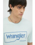 Wrangler Памучна тениска в зелено с принт - Pepit.bg