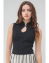 GUESS Рипсен топ с отвор - Черен - Pepit.bg