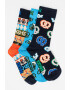 Happy Socks Унисекс дълги чорапи с шарки - 3 чифта - Pepit.bg