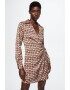 Mango Къса застъпена рокля Leonarda с принт - Pepit.bg