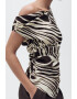 Mango Тениска с голо рамо и принт - Pepit.bg