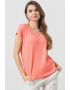 MaxCo Памучна тениска с овално деколте - Pepit.bg
