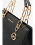 Michael Kors Кожена чанта Cynthia с дръжки с верижки - Черен - Pepit.bg