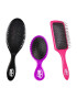 Wet Brush Комплект all in one: Четка за коса Original Brush Detangler Black + Четка за коса Mini detangler Purple + Четка за коса Paddle Pink - Pepit.bg