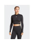 adidas Блуза AEROREADY Hyperglam Crop Long-Sleeve Top HZ2315 Черен - Pepit.bg