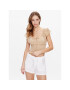 BDG Urban Outfitters топ BDG NOVA ROUCHED BLOUSE 76505569 Екрю Slim Fit - Pepit.bg