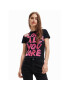 Desigual Тишърт Love All You 23SWTKAV Черен Regular Fit - Pepit.bg