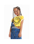 Desigual Тишърт SMILEY WORLD 23SGTK23 Жълт Flare Fit - Pepit.bg