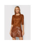 DKNY Блуза P1HA7I75 Кафяв Slim Fit - Pepit.bg