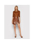 DKNY Блуза P1HA7I75 Кафяв Slim Fit - Pepit.bg