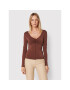 Guess Блуза W2BP65 KBEL2 Кафяв Slim Fit - Pepit.bg