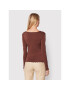 Guess Блуза W2BP65 KBEL2 Кафяв Slim Fit - Pepit.bg