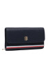 Tommy Hilfiger Голям дамски портфейл Th Element Lrg Flap Wallet Crop AW0AW11622 Тъмносин - Pepit.bg