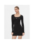 Tommy Jeans Плетена рокля Tjw Badge Rib Bodycon Ls DW0DW17424 Черен Slim Fit - Pepit.bg