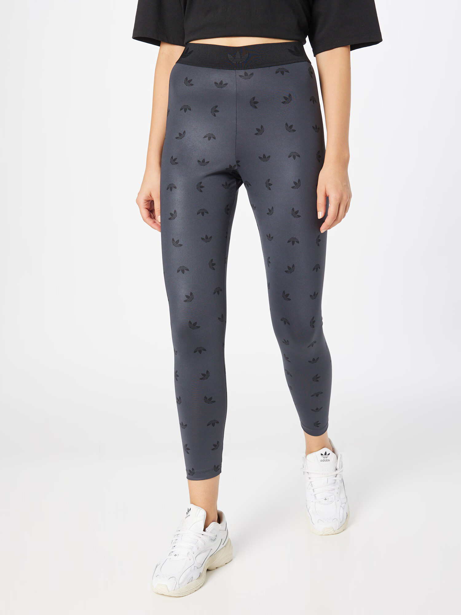 ADIDAS ORIGINALS Клин ' High Waist Allover Print' тъмносиво / черно - Pepit.bg