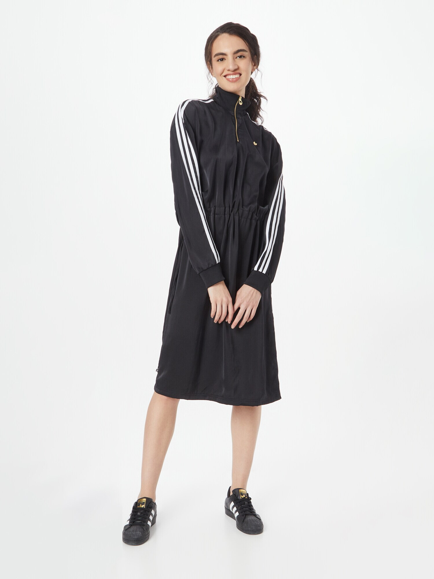 ADIDAS ORIGINALS Рокля 'High-Neck Zip' черно / бяло - Pepit.bg