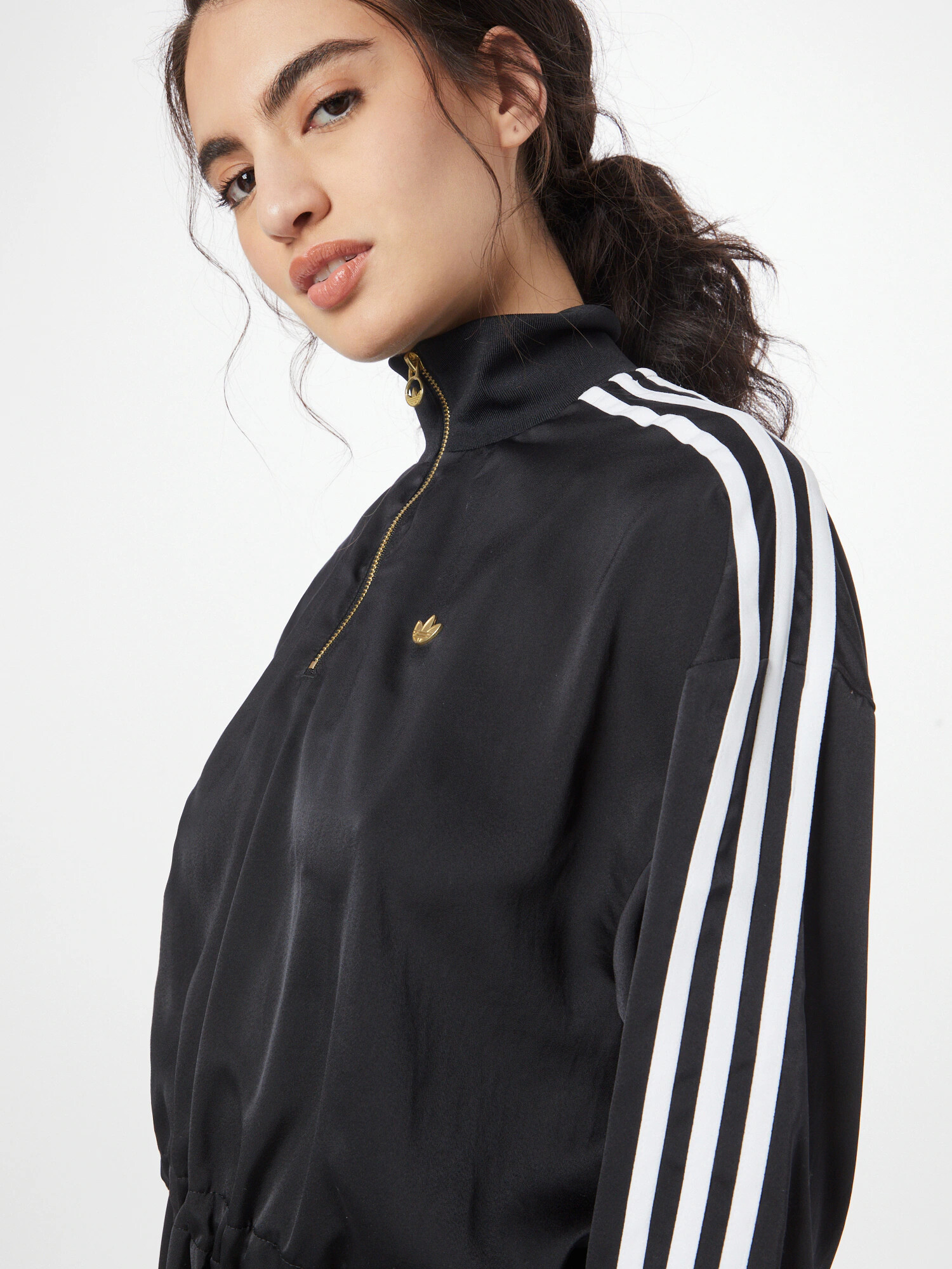 ADIDAS ORIGINALS Рокля 'High-Neck Zip' черно / бяло - Pepit.bg