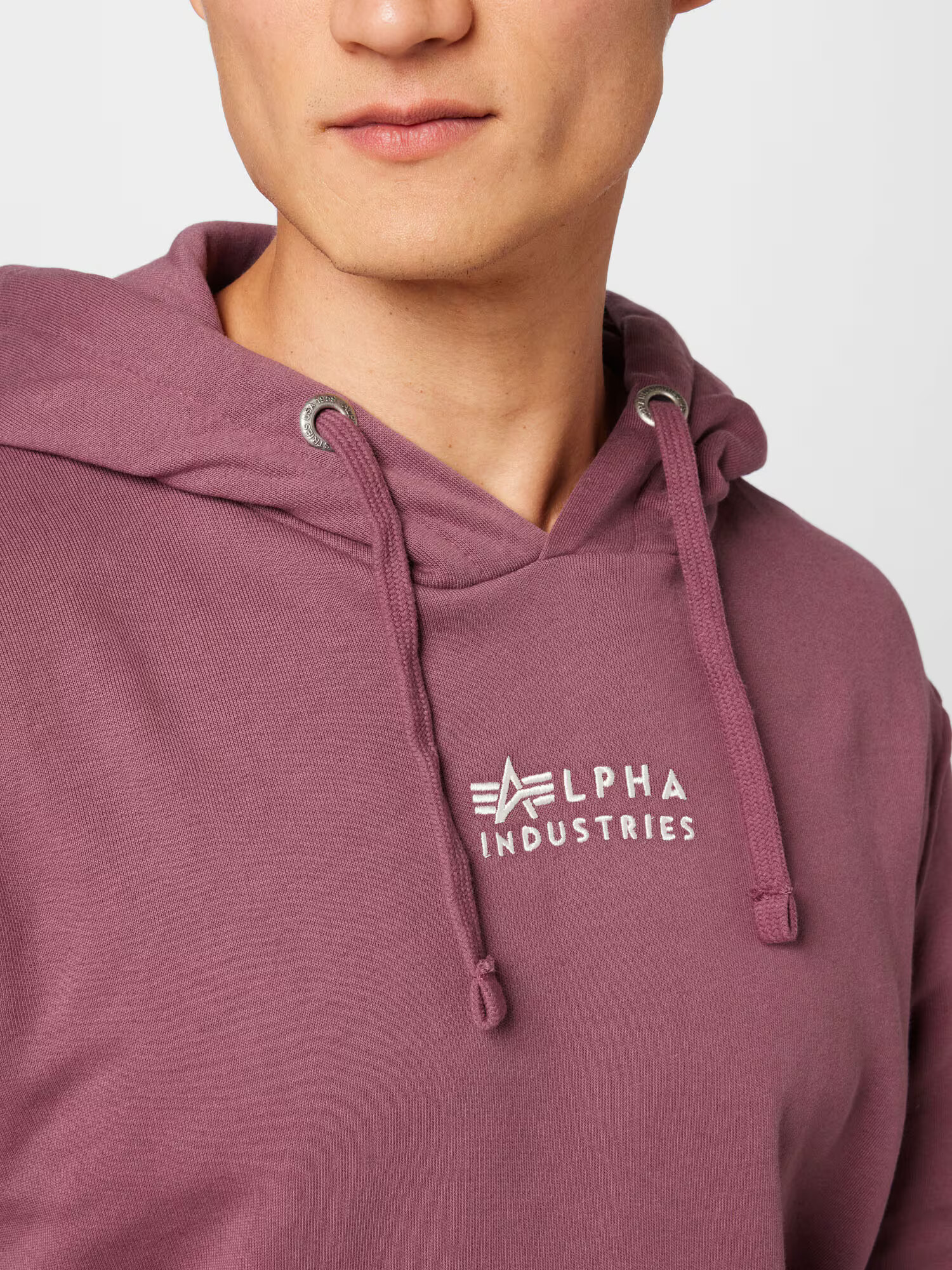 ALPHA INDUSTRIES Суичър бургундово червено / бял памук - Pepit.bg