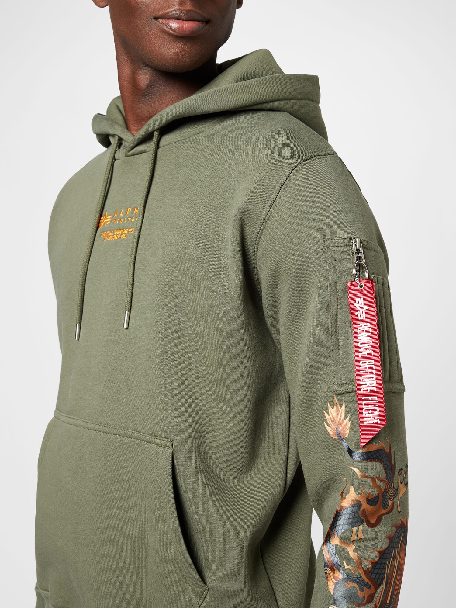 ALPHA INDUSTRIES Суичър 'Dragon' жълто / тъмносиво / маслина / червено - Pepit.bg