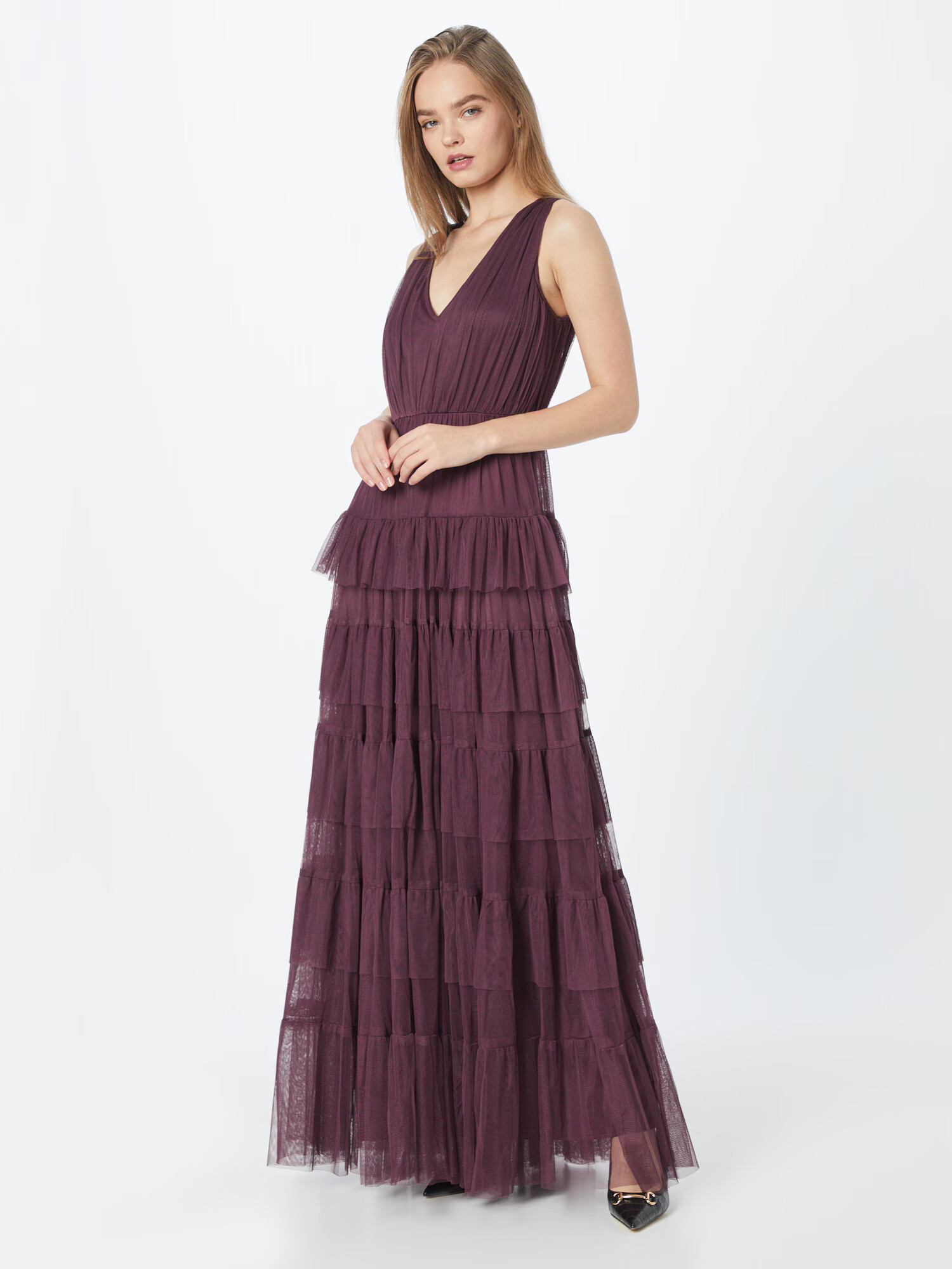 Coast Вечерна рокля 'Tulle Tiered Maxi Dress' боровинка - Pepit.bg