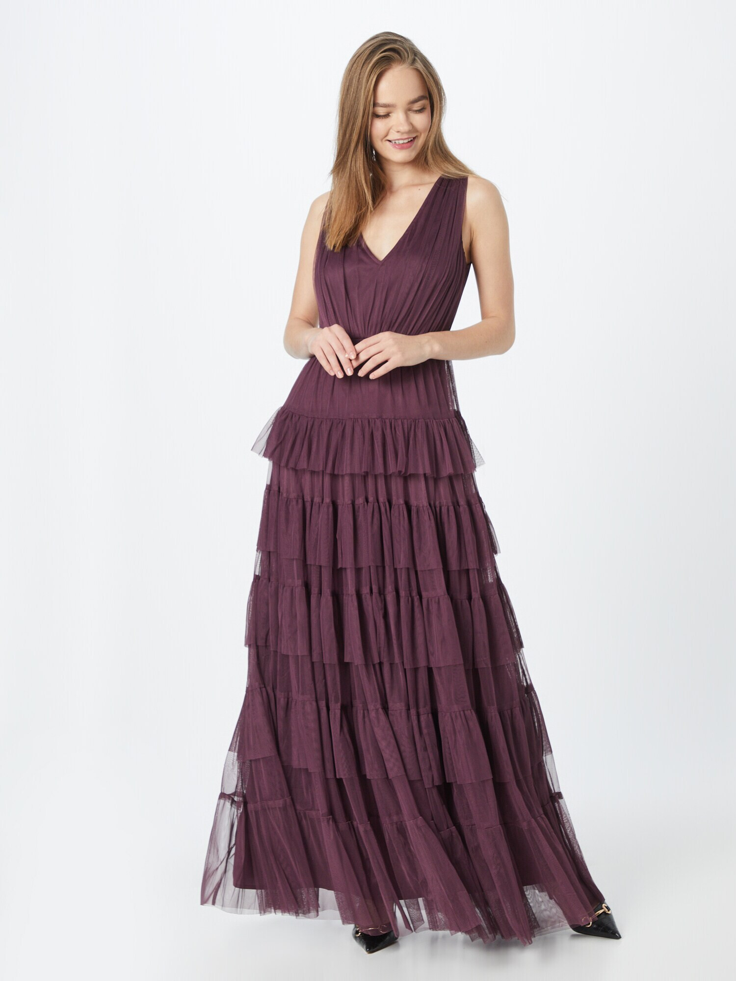 Coast Вечерна рокля 'Tulle Tiered Maxi Dress' боровинка - Pepit.bg