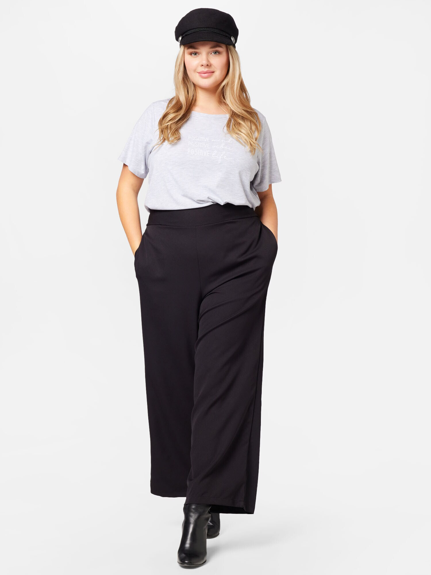 Dorothy Perkins Curve Тениска сив меланж / бяло - Pepit.bg