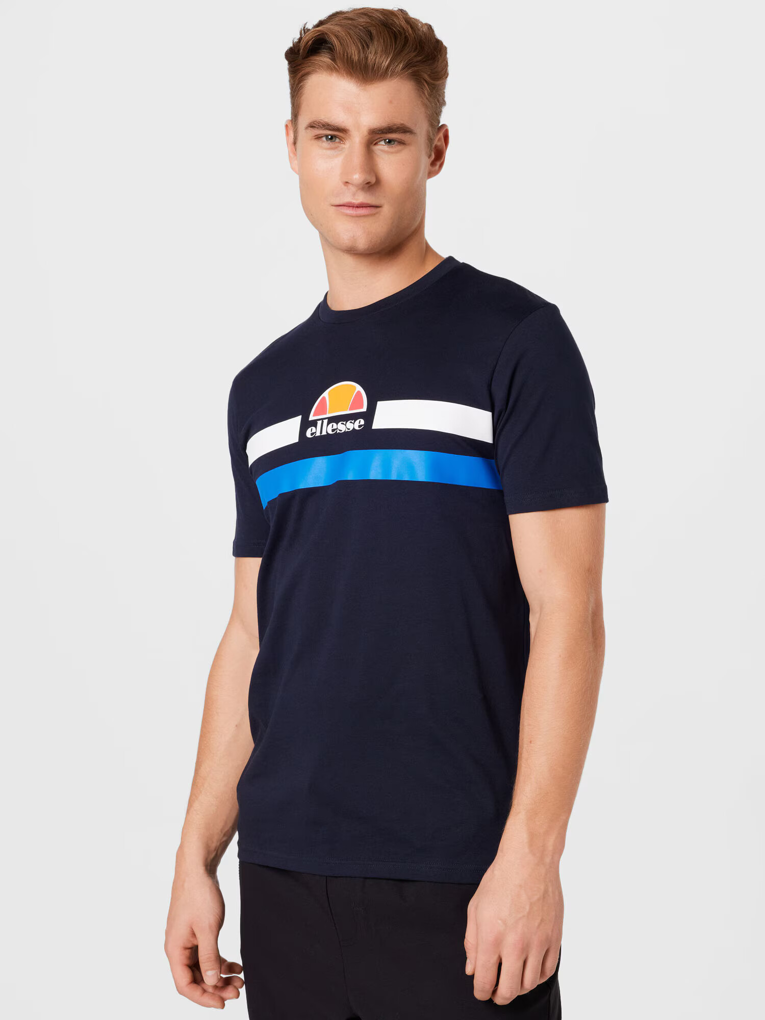 ELLESSE Тениска 'Aprel' синьо / нейви синьо / оранжево / корал / бяло - Pepit.bg